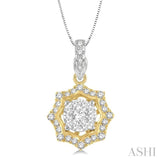 1/4 ctw Star Lattice Lovebright Round Cut Diamond Pendant With Chain in 14K White and Yellow Gold