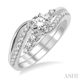 1/2 Ctw Diamond Wedding Set with Engagement Ring and Enhancer in 14K White Gold