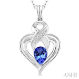 Silver Heart Shape Diamond & Gemstone Fashion Pendant