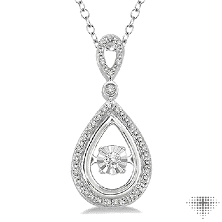 Silver Pear Shape Emotion Diamond Pendant