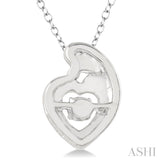 Silver Heart Shape Mom & Child Emotion Diamond Pendant