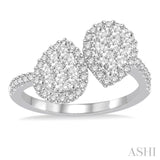 Pear Shape 2 Stone Lovebright Diamond Fashion Ring
