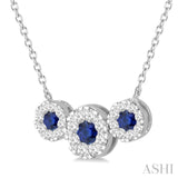 3 Stone Gemstone & Diamond Necklace
