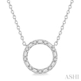 1/4 ctw Circle Baguette and Round Cut Diamond Necklace in 14K White Gold