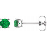 14K White 2.5 mm Lab-Grown Emerald Stud Earrings with Friction Post