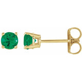 14K Yellow 2.5 mm Lab-Grown Emerald Stud Earrings with Friction Post
