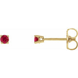 14K Yellow 2.5 mm Lab-Grown Ruby Stud Earrings with Friction Post
