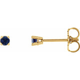 14K Yellow 2.5 mm Lab-Grown Blue Sapphire Stud Earrings with Friction Post