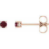 14K Rose 2.5 mm Natural Mozambique Garnet Stud Earrings with Friction Post
