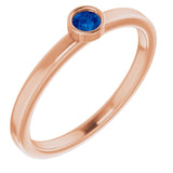 14K Rose 3 mm Lab-Grown Blue Sapphire Ring