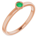 14K Rose 3 mm Lab-Grown Emerald Ring