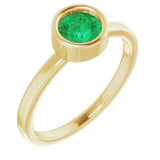 14K Yellow 5.5 mm Natural Emerald Ring