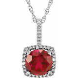 Sterling Silver 7 mm Lab-Grown Ruby & .015 CTW Natural Diamond 18