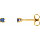 14K Yellow 2.5 mm Natural Tanzanite Stud Earrings with Friction Post