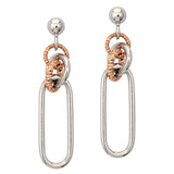 STERLING SILVER/ROSE GOLD PLATED PAPERCLIP AND CIRCLE EARRINGS
