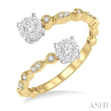 1/3 Ctw Round Shape Open Center Lovebright 2Stone Diamond Ring in 14K Yellow and White Gold