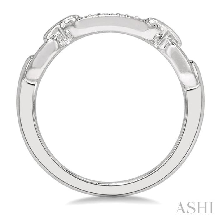 Silver Paper Clip Diamond Fashion Ring